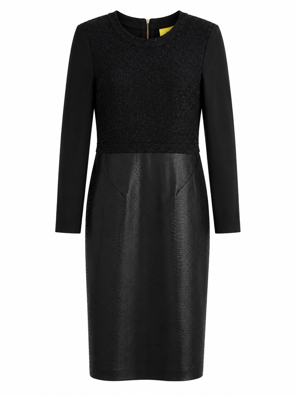 AYSHA NY MIDI PYTHON SNAKE EMBOSSED FAUX LEATHER BLACK MIDI PENCIL DRESS SZ 6 - Picture 2 of 6